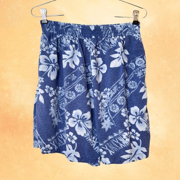 Soft Wear Stretchy Blue Hawaiian Shorts, Medium - Picture 2 of 2